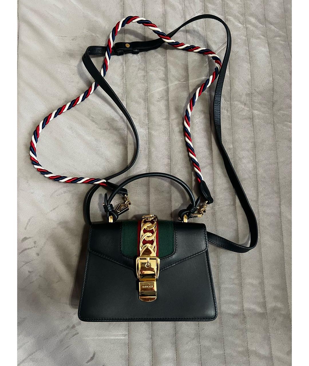 GUCCI Черная кожаная сумка через плечо, фото 6