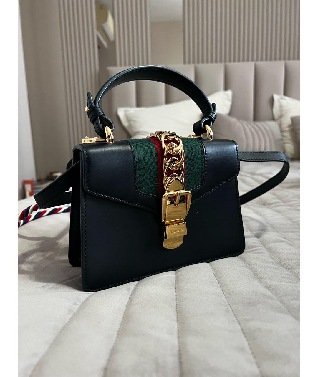 GUCCI Черная кожаная сумка через плечо, фото 2