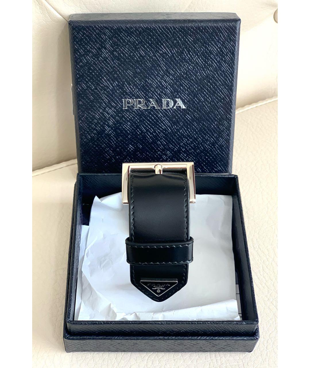 PRADA Черный кожаный браслет, фото 4