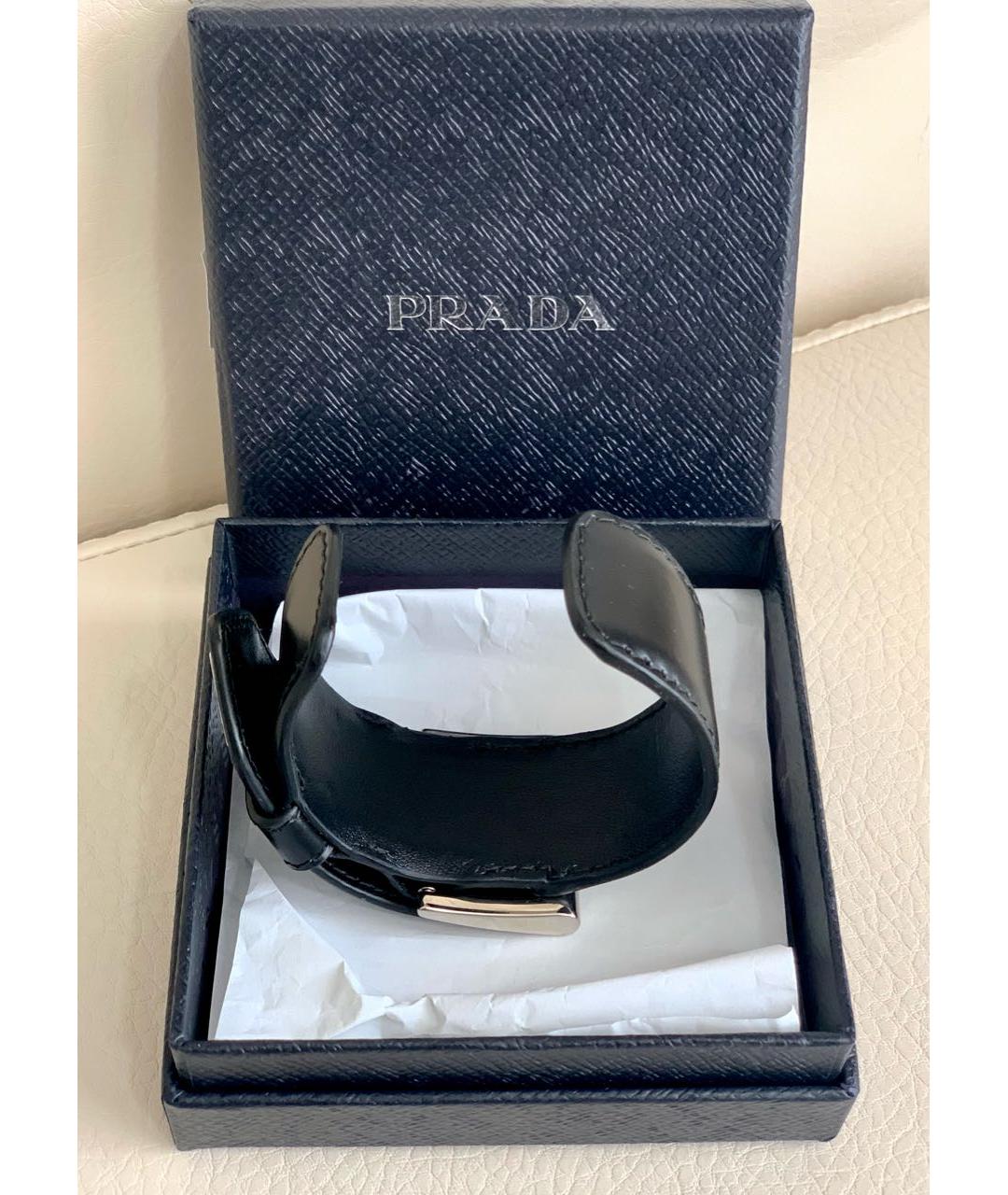 PRADA Черный кожаный браслет, фото 3