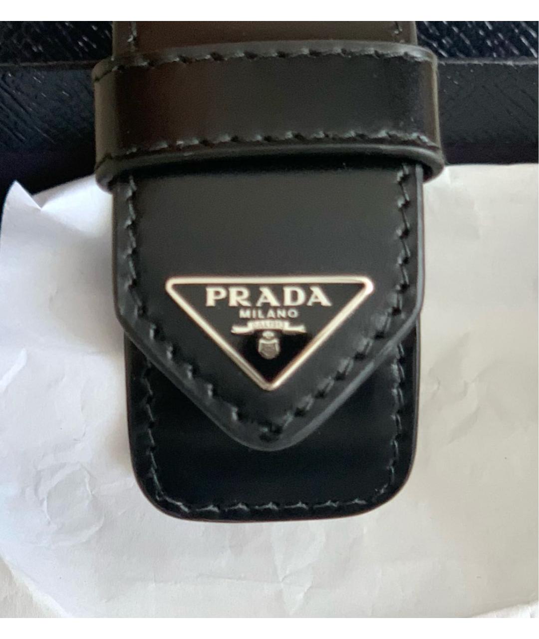 PRADA Черный кожаный браслет, фото 5