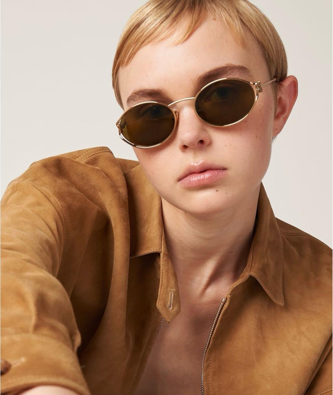 MIU MIU Золотые металлические солнцезащитные очки, фото 6
