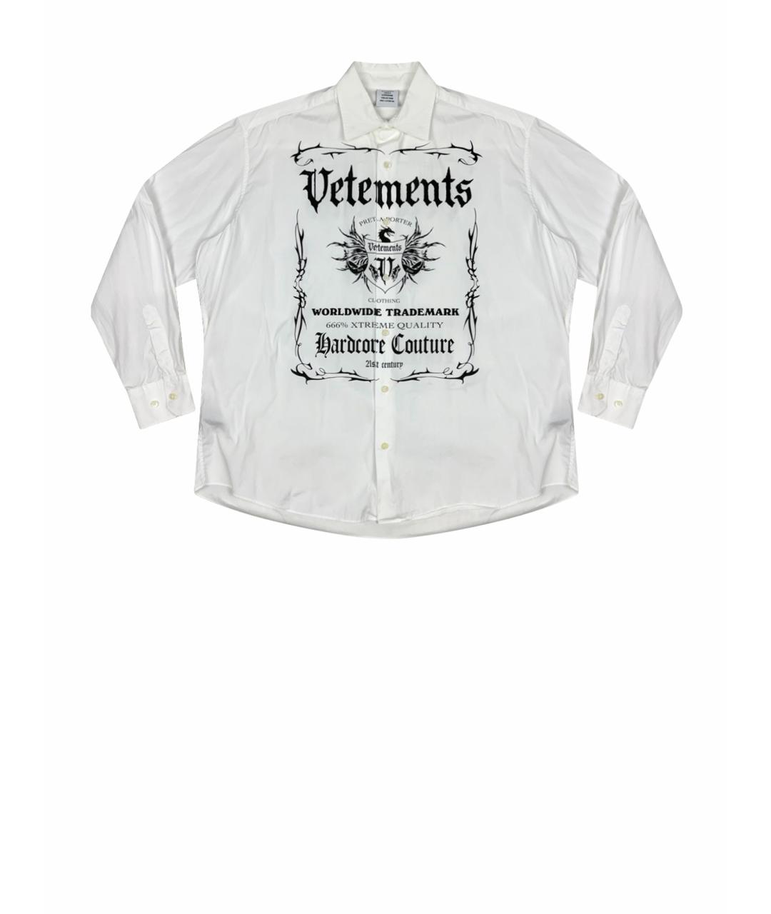 VETEMENTS Белая хлопковая кэжуал рубашка, фото 1