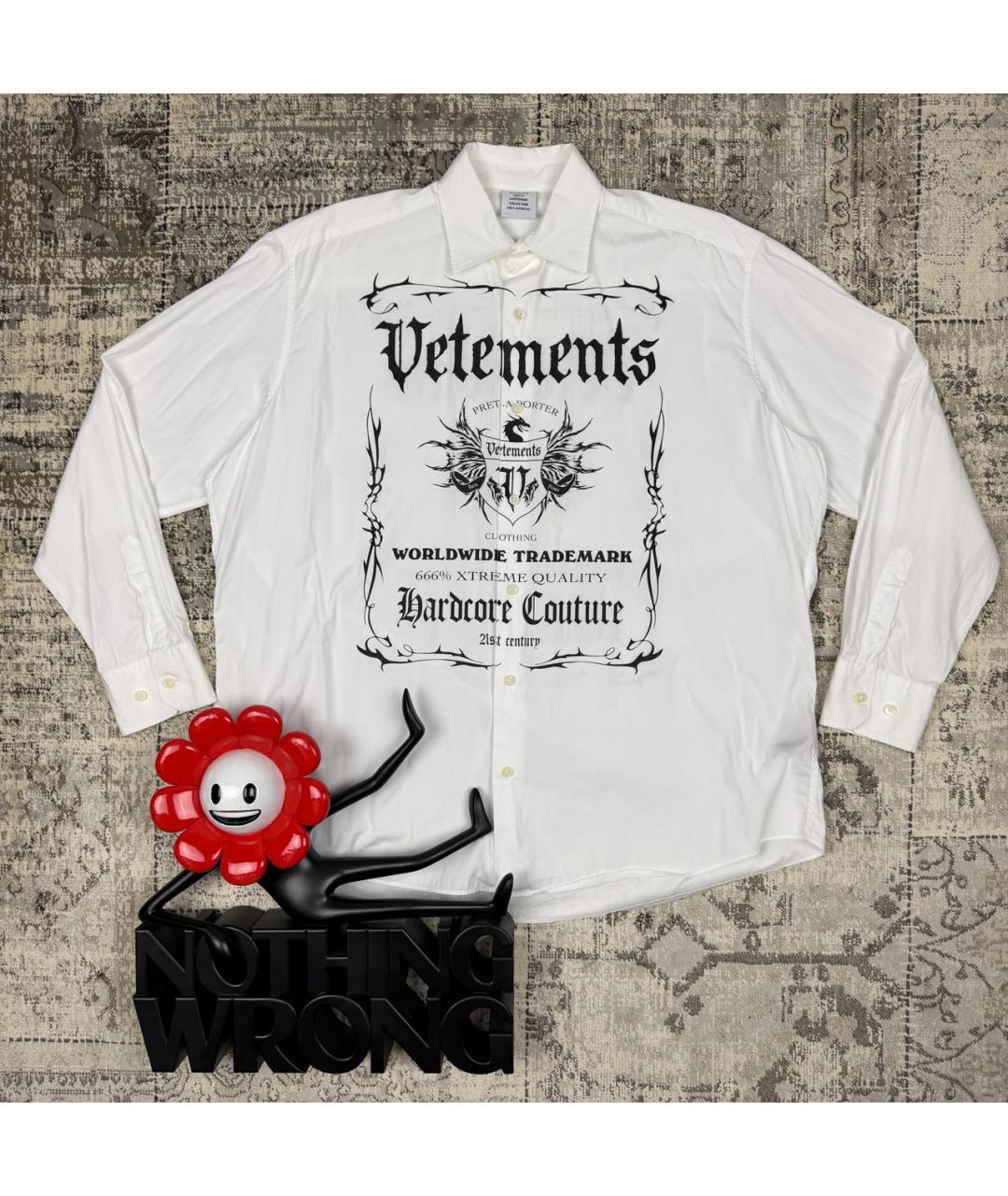 VETEMENTS Белая хлопковая кэжуал рубашка, фото 8