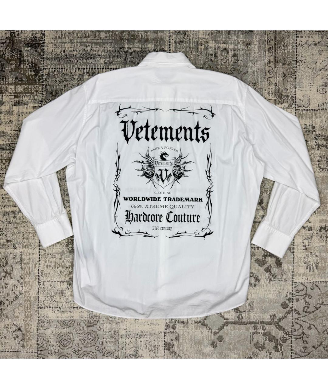 VETEMENTS Белая хлопковая кэжуал рубашка, фото 2