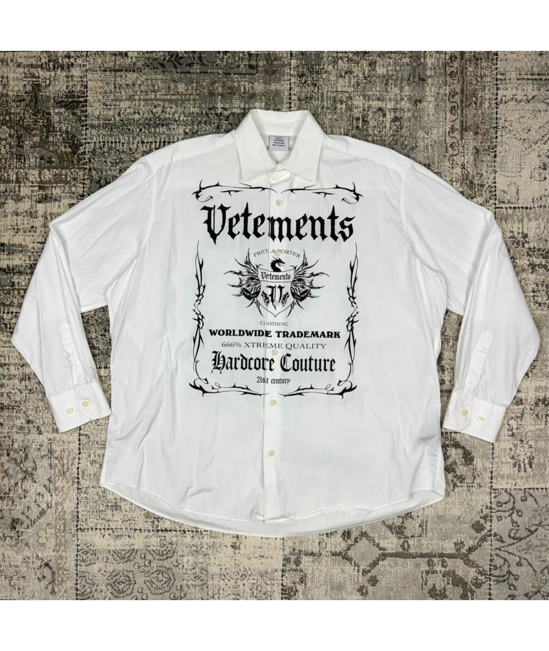 VETEMENTS Белая хлопковая кэжуал рубашка, фото 9