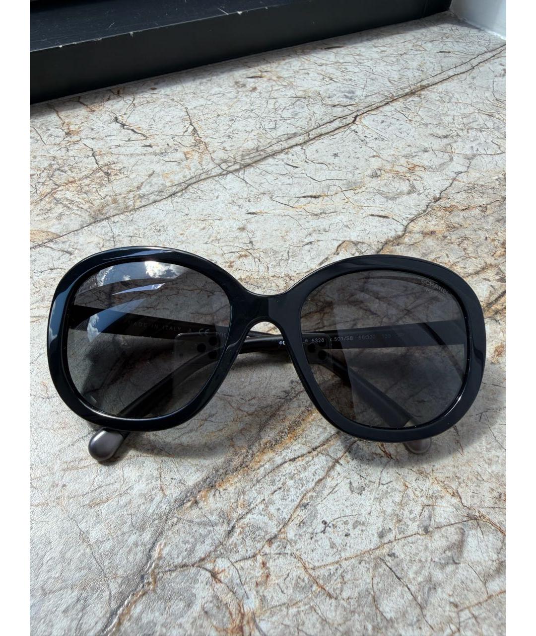 CHANEL Черные пластиковые солнцезащитные очки, фото 5