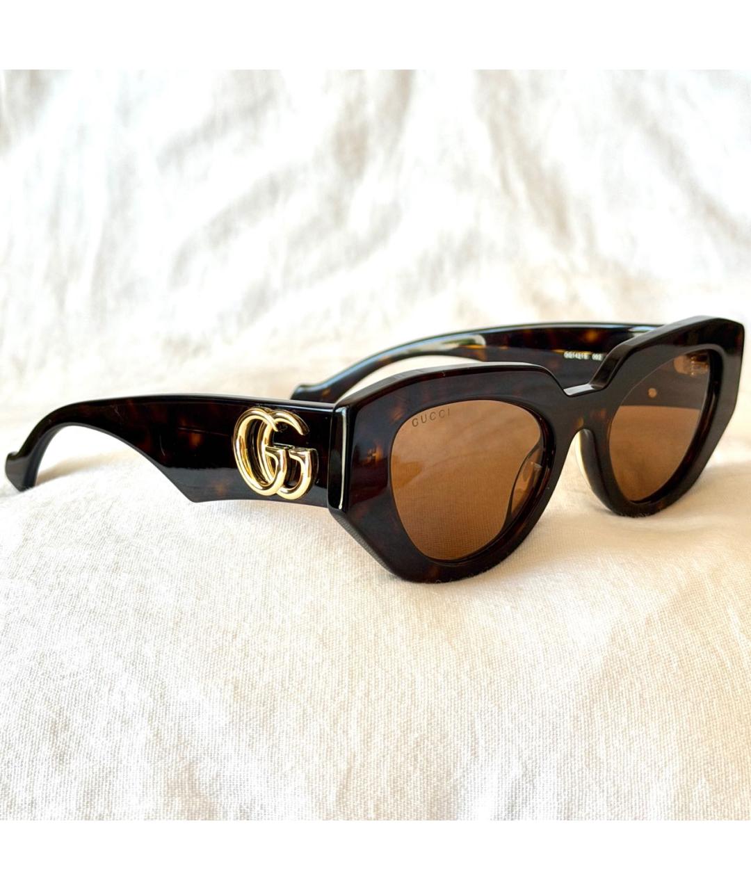 GUCCI Коричневые пластиковые солнцезащитные очки, фото 2