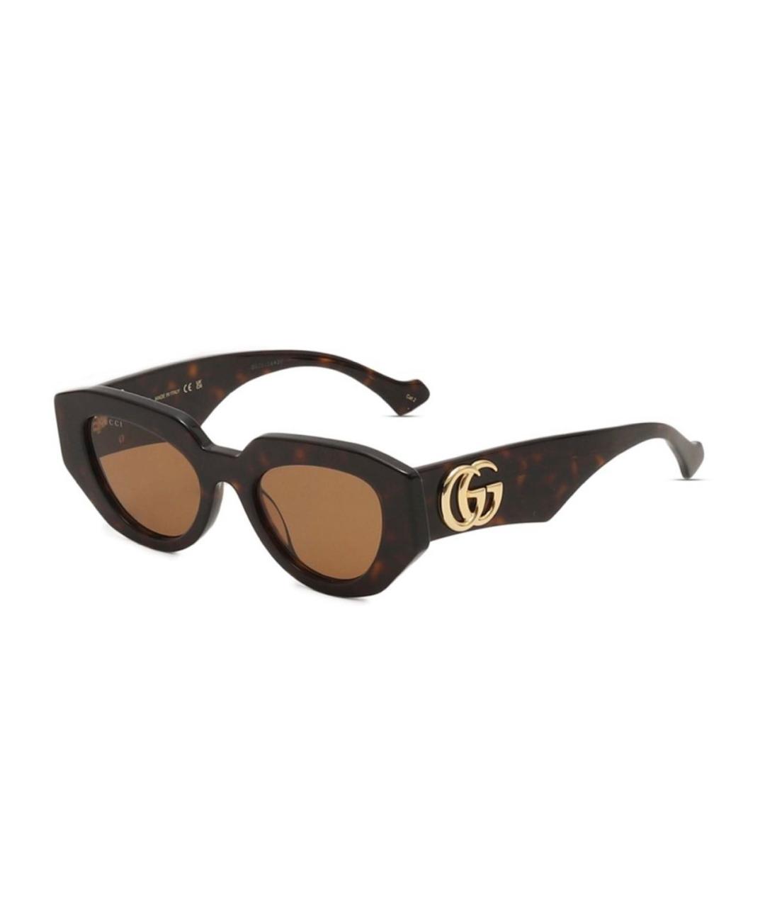 GUCCI Коричневые пластиковые солнцезащитные очки, фото 8