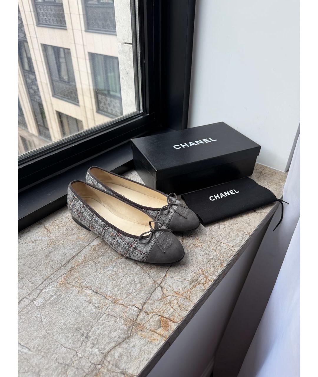 CHANEL Серые балетки, фото 8