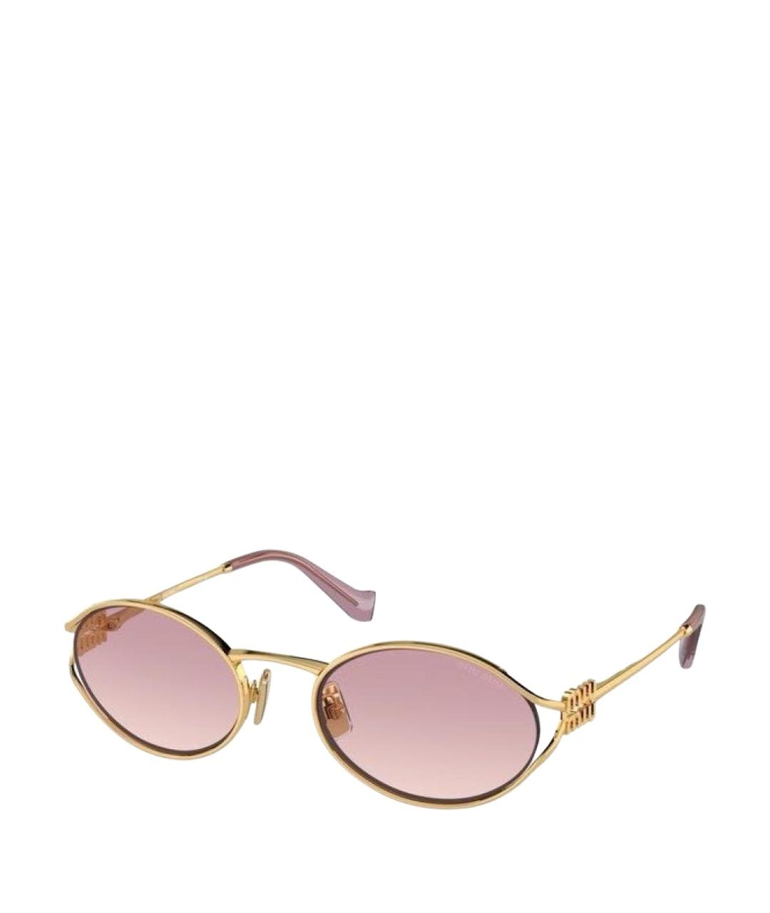 MIU MIU Золотые металлические солнцезащитные очки, фото 1