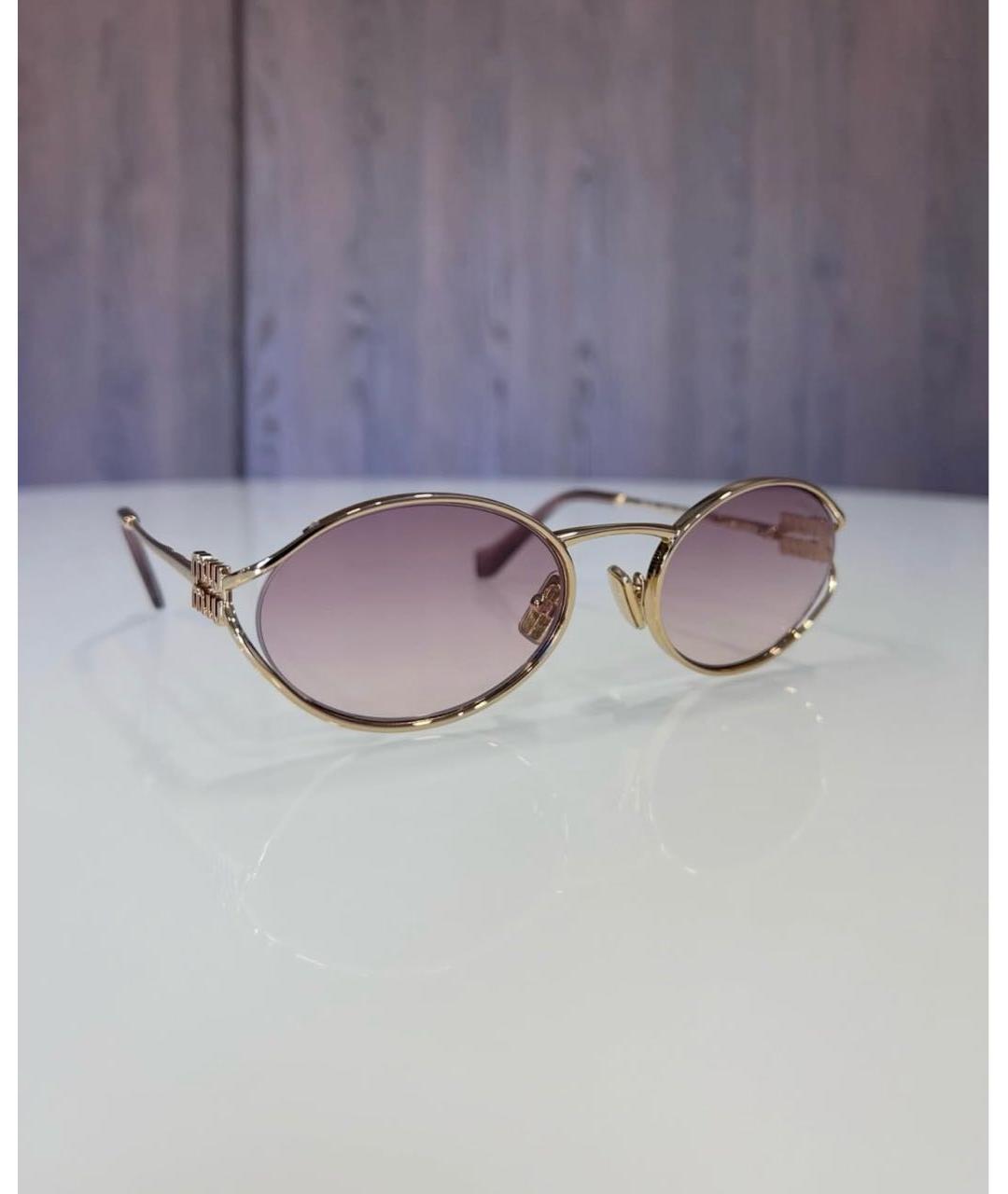MIU MIU Золотые металлические солнцезащитные очки, фото 2