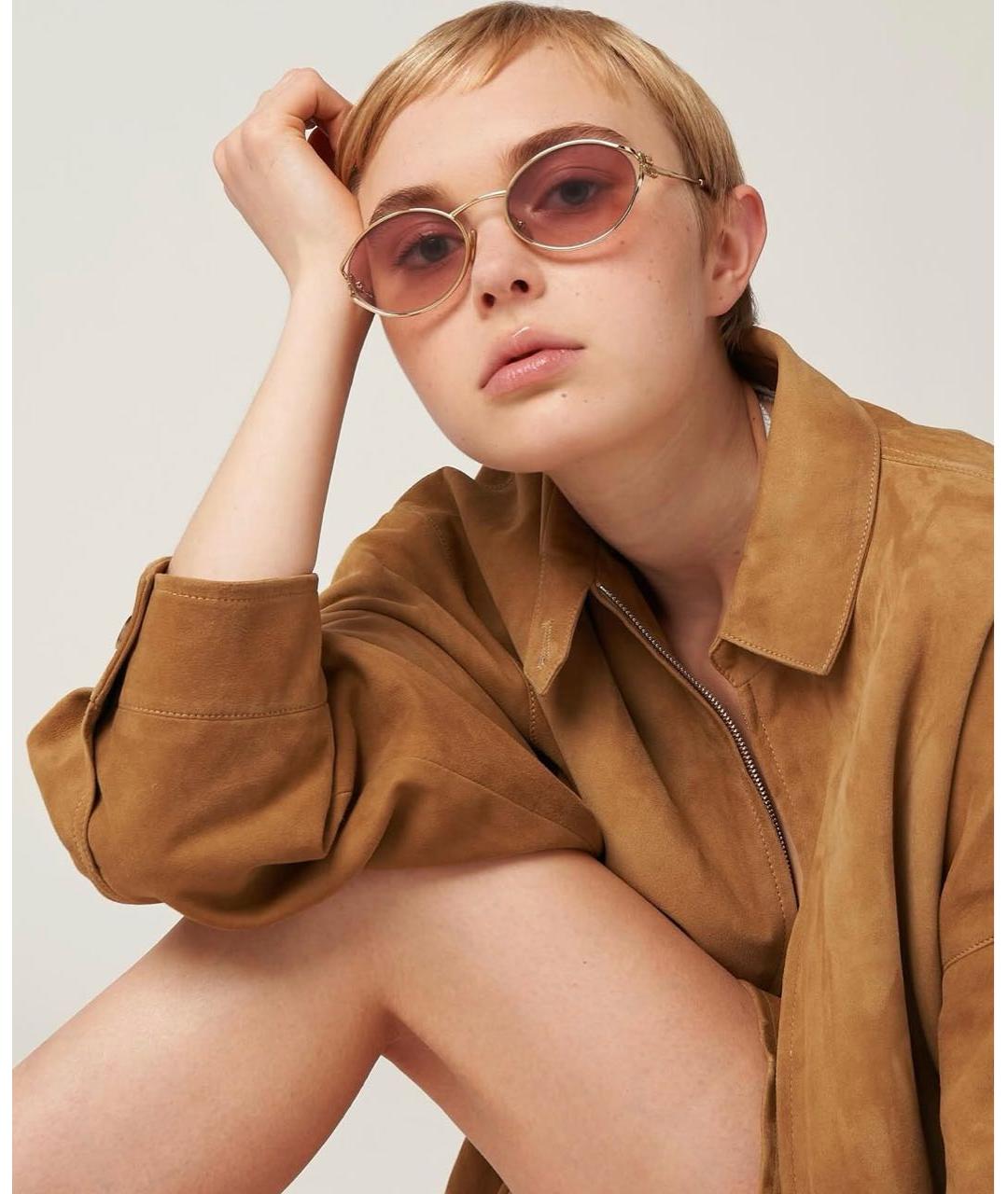 MIU MIU Золотые металлические солнцезащитные очки, фото 5