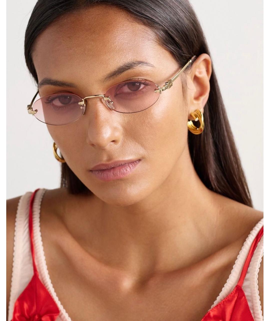 MIU MIU Золотые металлические солнцезащитные очки, фото 5