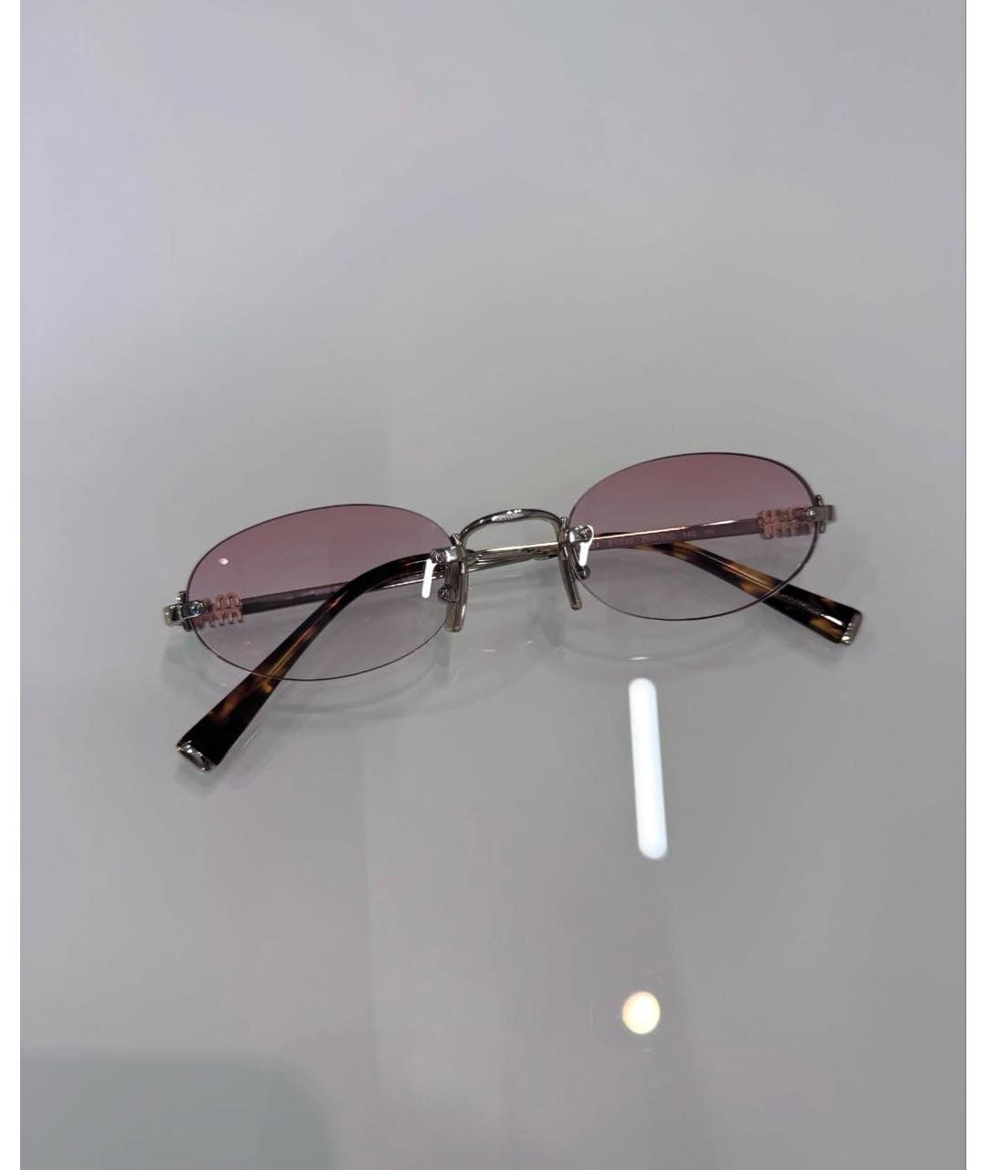 MIU MIU Золотые металлические солнцезащитные очки, фото 2