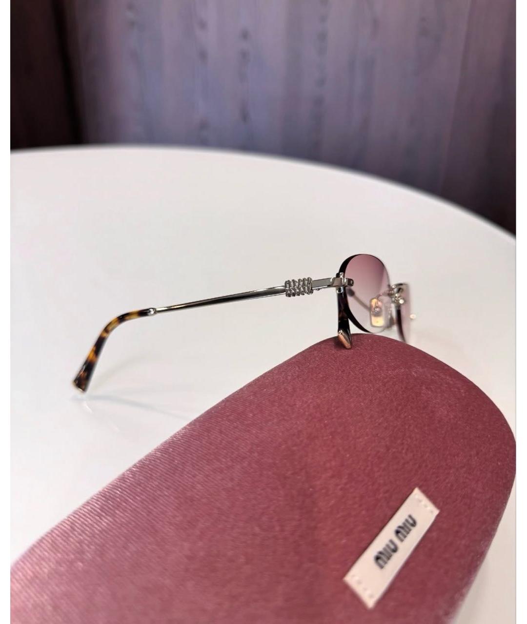 MIU MIU Золотые металлические солнцезащитные очки, фото 4
