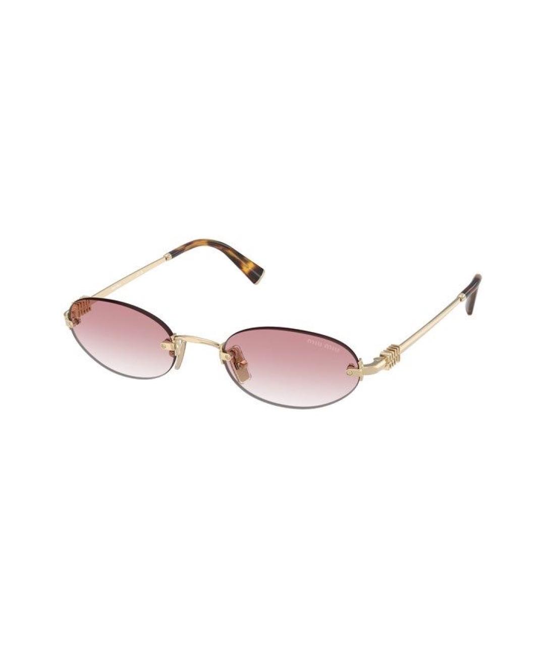 MIU MIU Золотые металлические солнцезащитные очки, фото 6