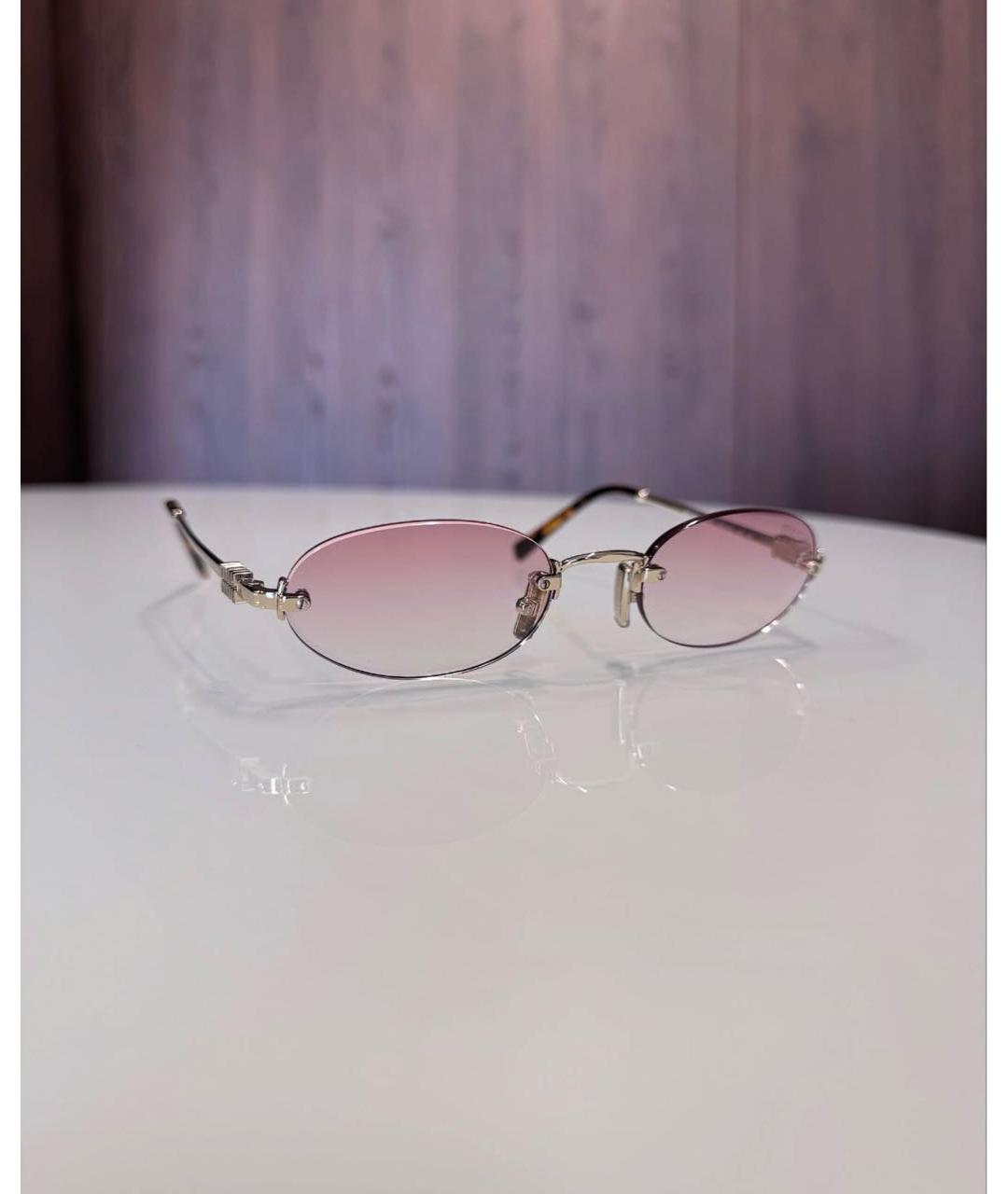 MIU MIU Золотые металлические солнцезащитные очки, фото 3