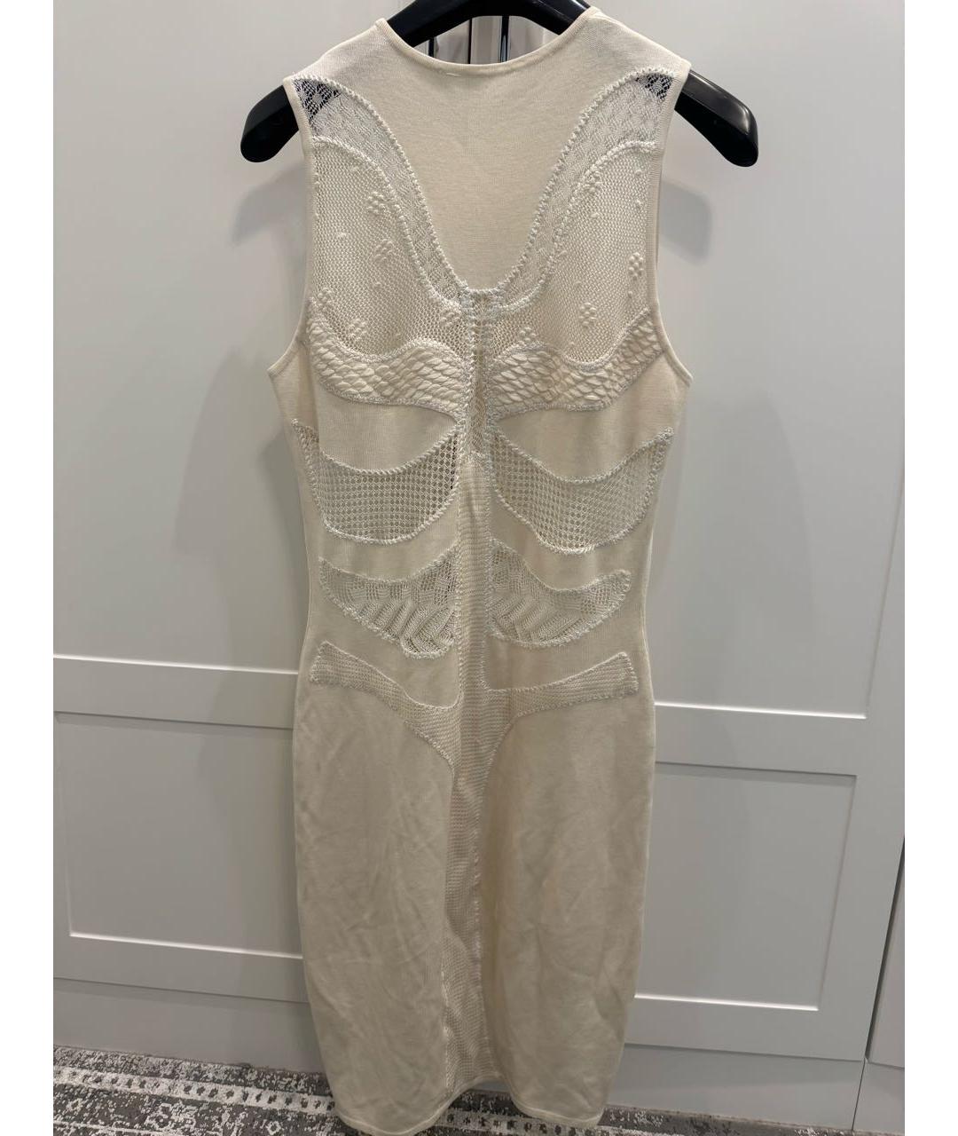 ALEXANDER MCQUEEN Бежевое хлопковое коктейльное платье, фото 2
