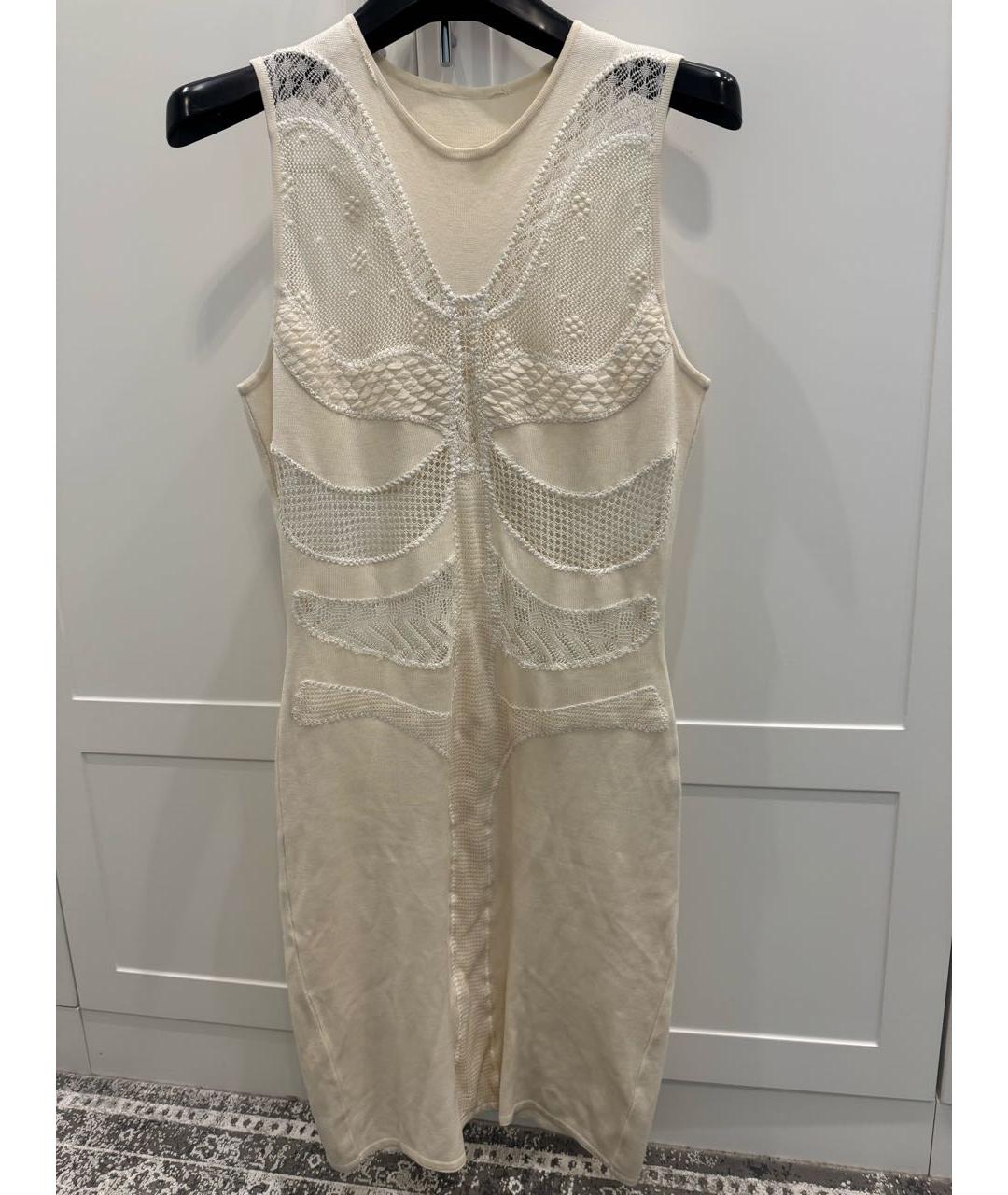 ALEXANDER MCQUEEN Бежевое хлопковое коктейльное платье, фото 5