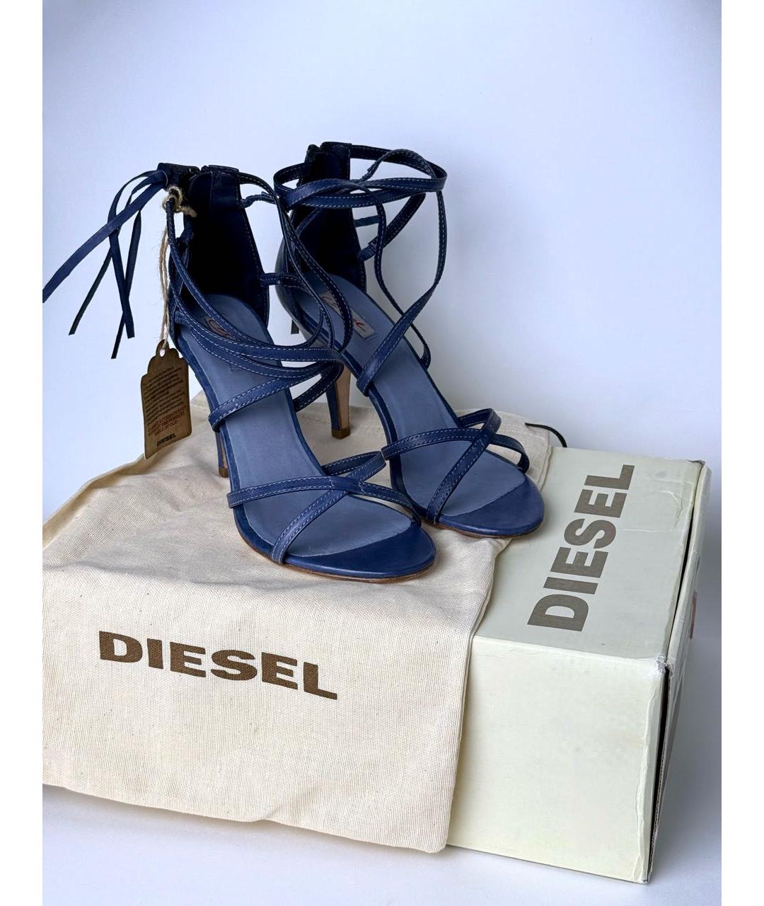 DIESEL Темно-синие кожаные босоножки, фото 5