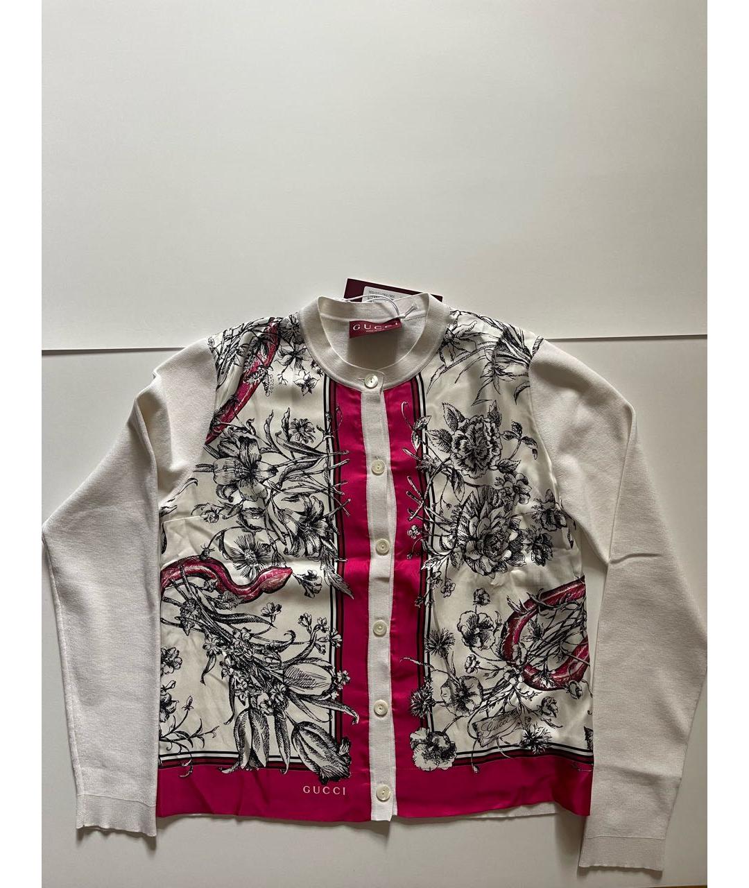 GUCCI Белый шелковый кардиган, фото 6