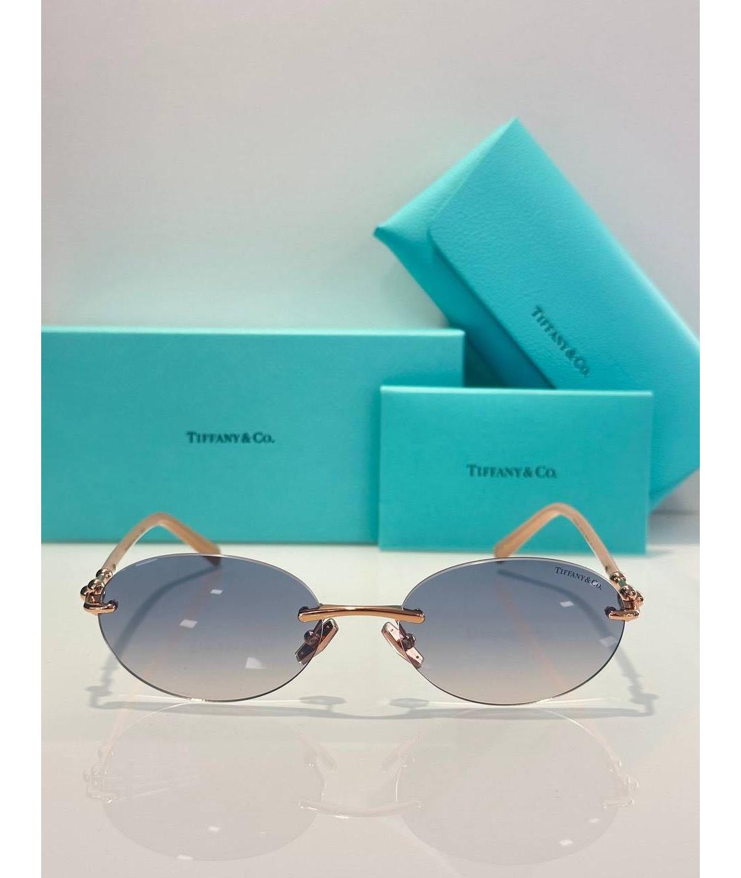 TIFFANY&CO Золотые металлические солнцезащитные очки, фото 5