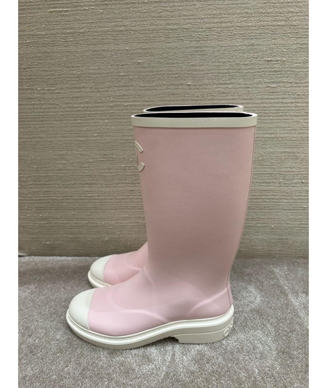 CHANEL Розовые резиновые сапоги, фото 5