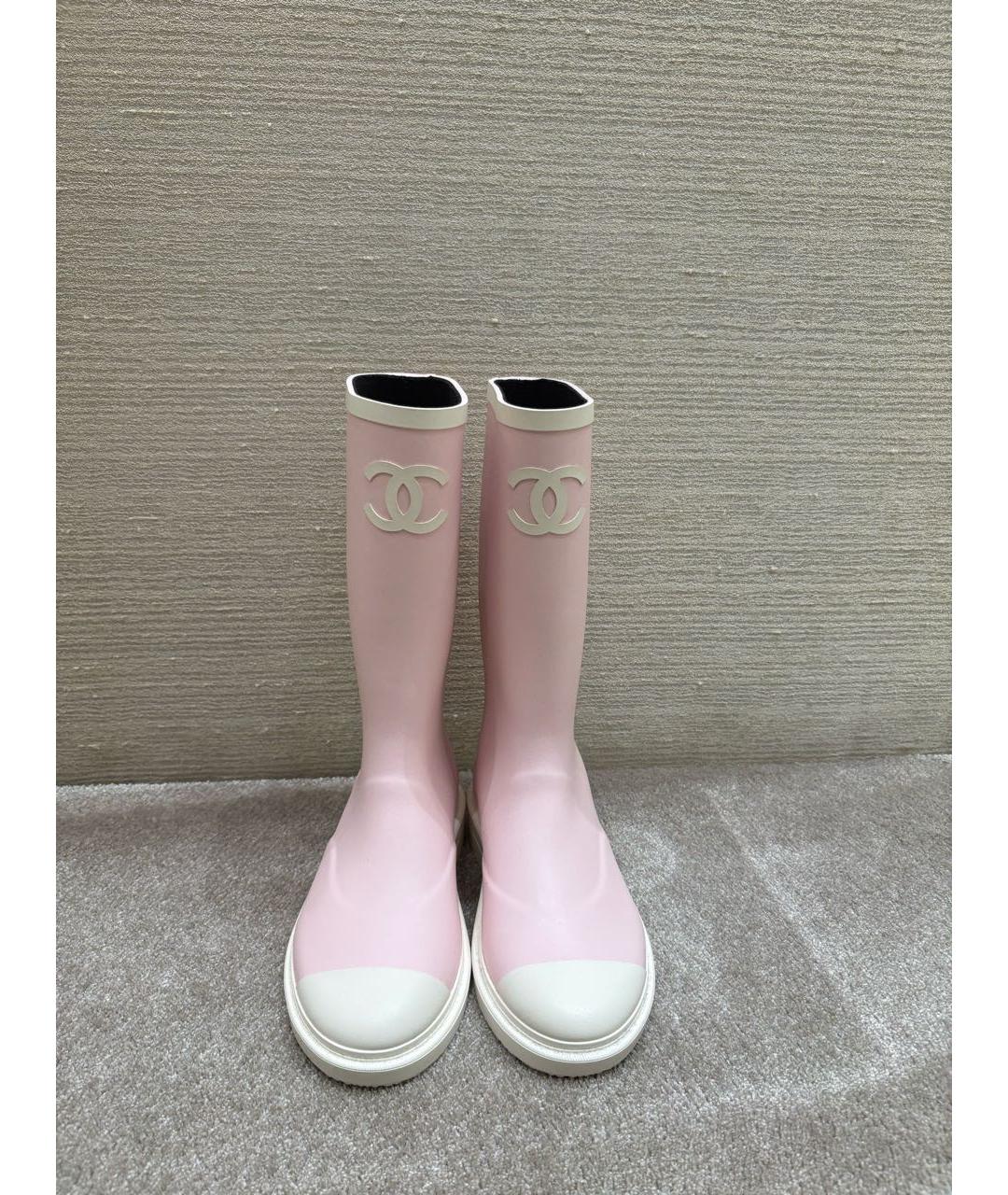 CHANEL Розовые резиновые сапоги, фото 2