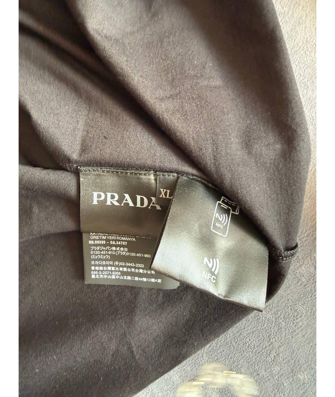 PRADA Черная хлопковая футболка, фото 5