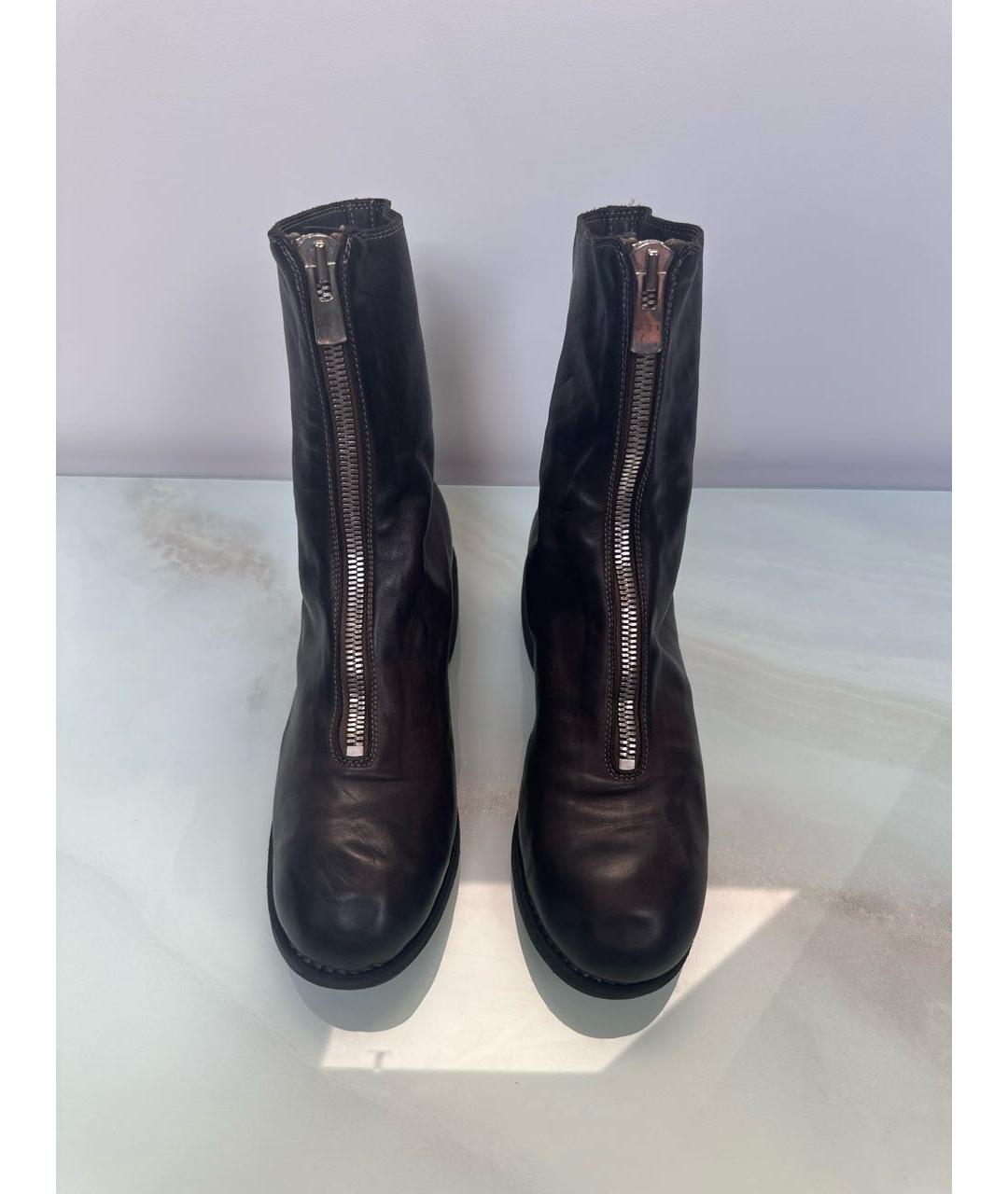 GUIDI Коричневые кожаные полусапоги, фото 4