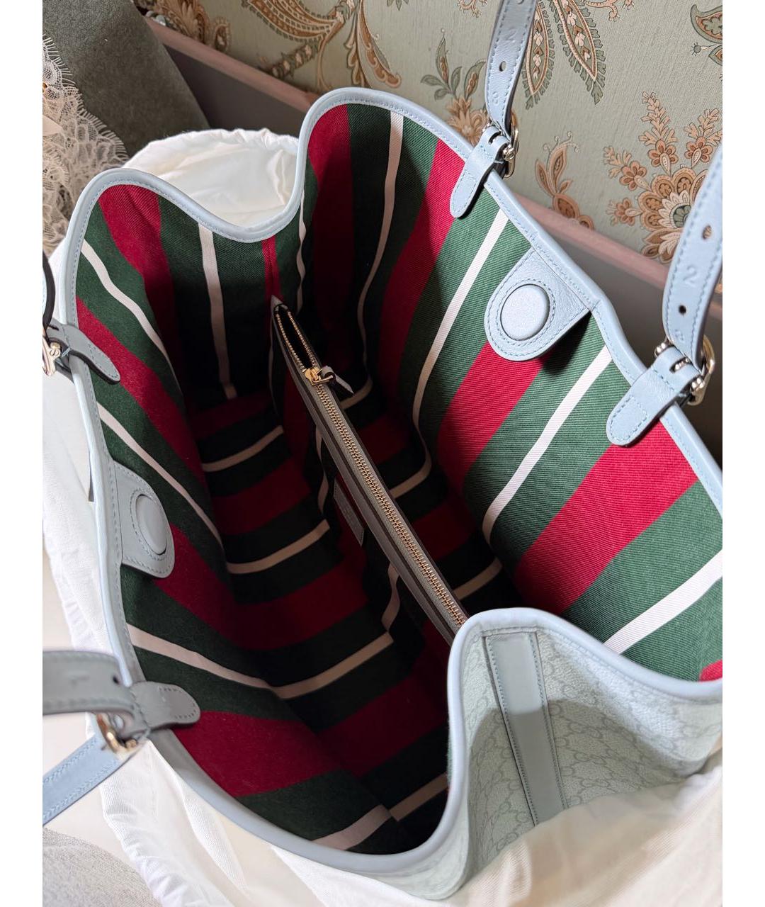 GUCCI Голубая канва сумка тоут, фото 3