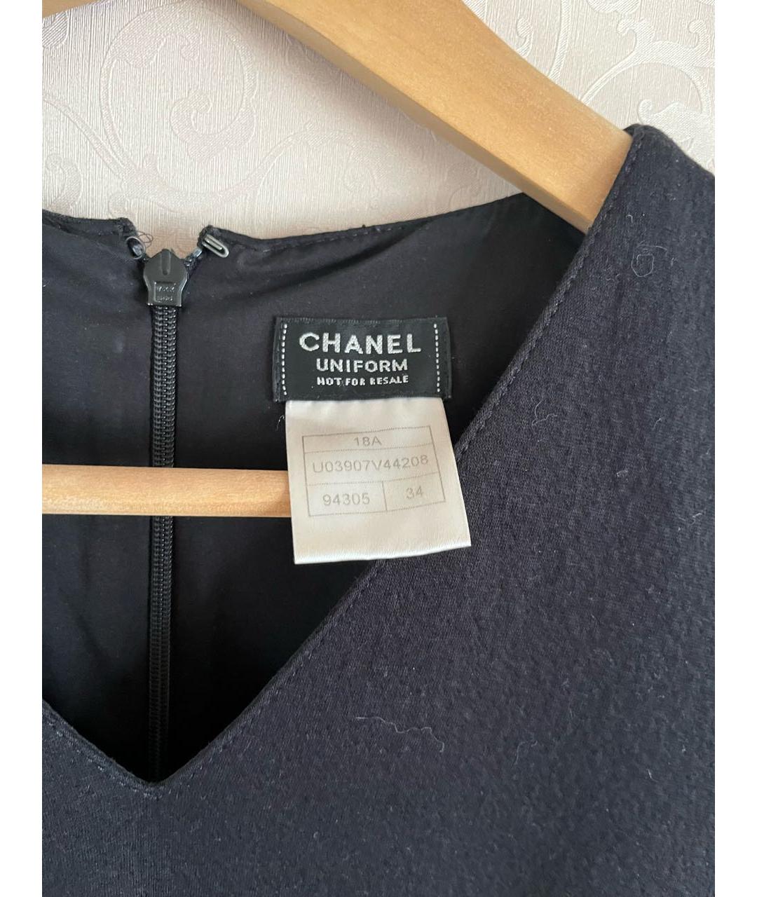 CHANEL Черное хлопковое повседневное платье, фото 3