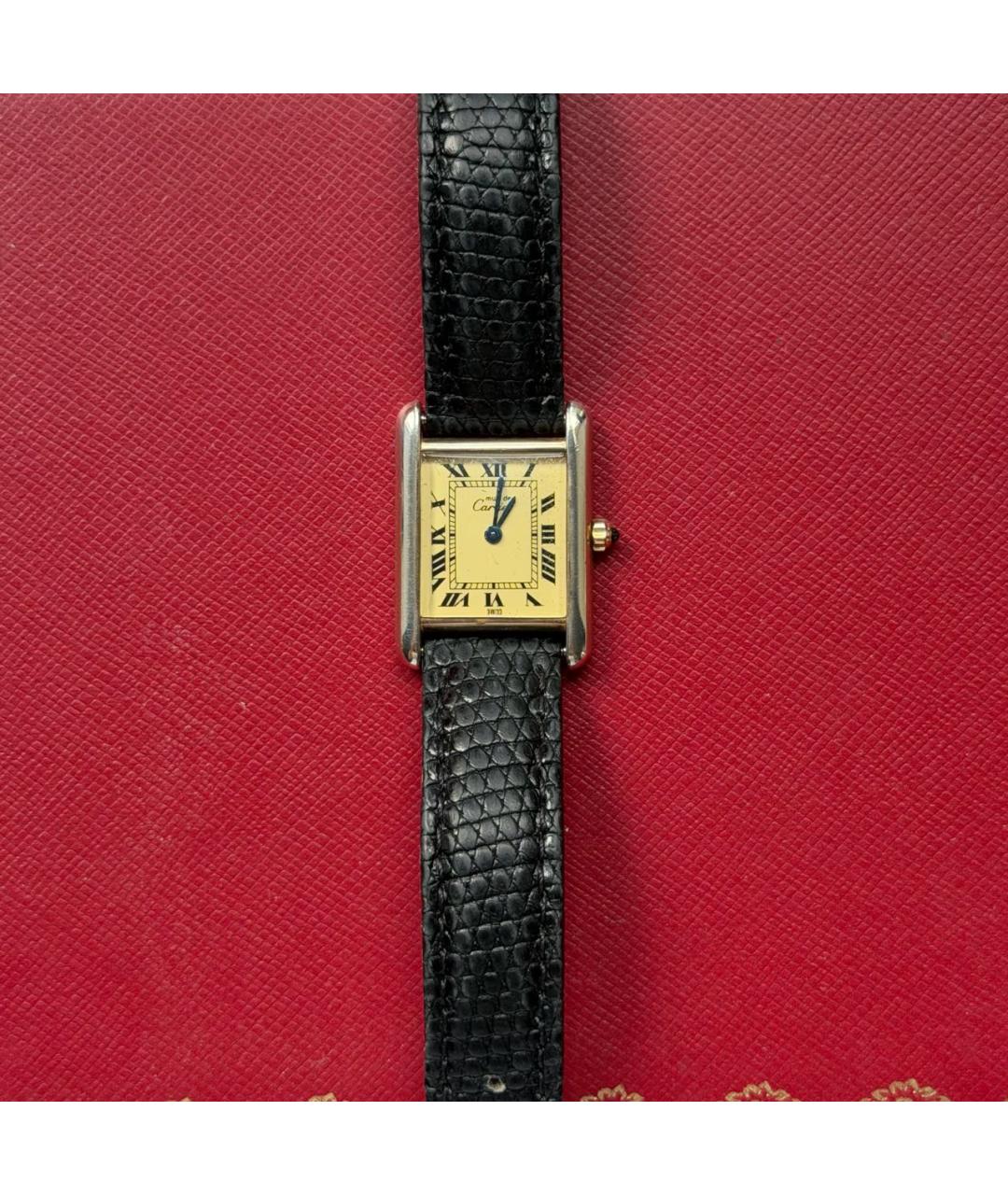 CARTIER Черные позолоченные часы, фото 4
