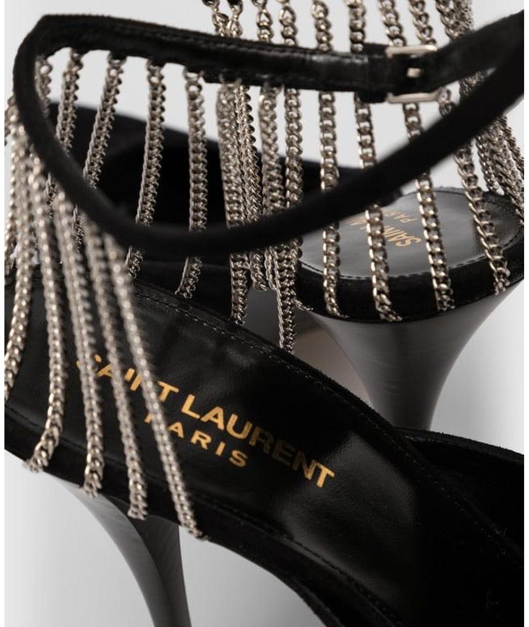 SAINT LAURENT Черные замшевые туфли, фото 5