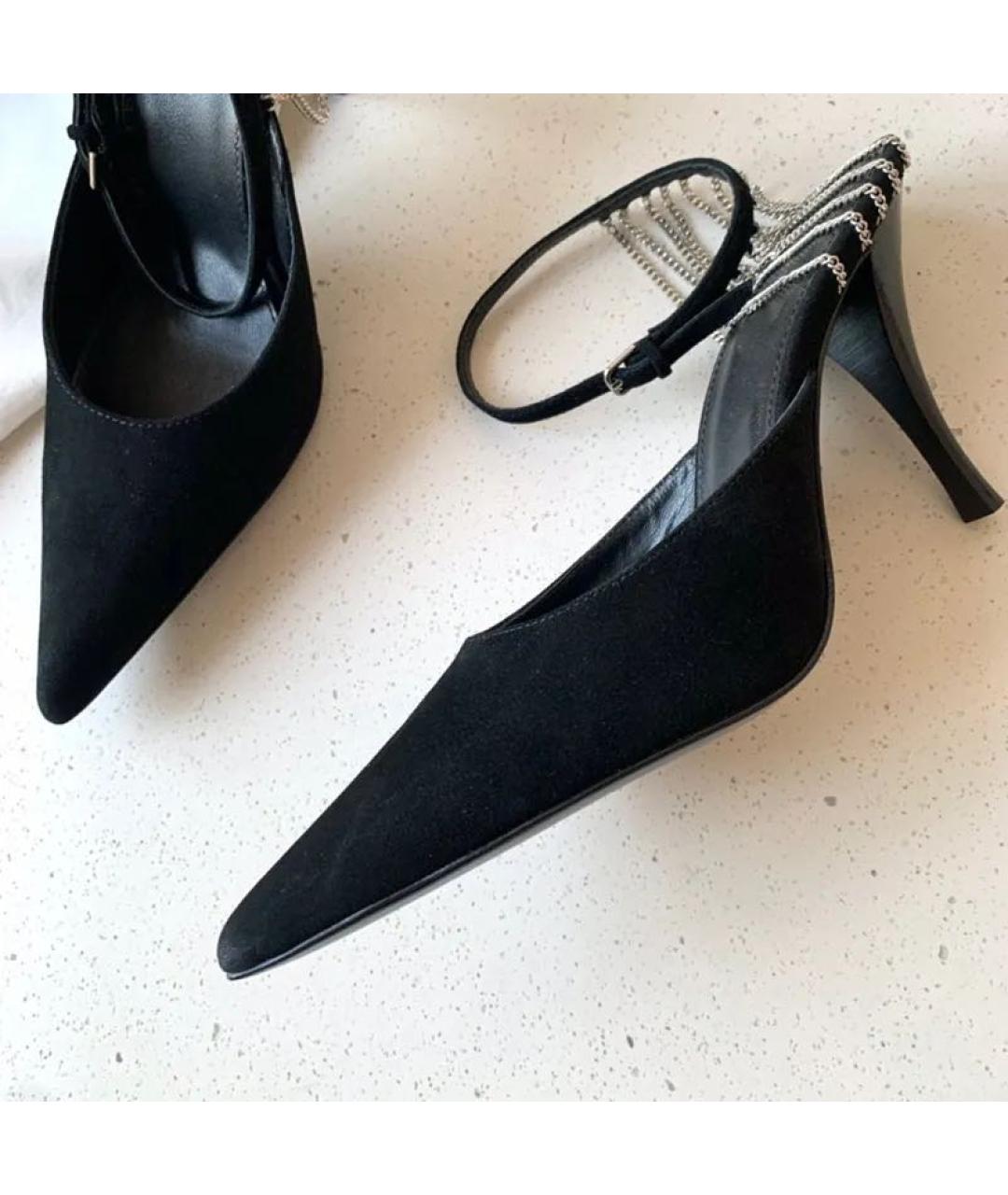 SAINT LAURENT Черные замшевые туфли, фото 6
