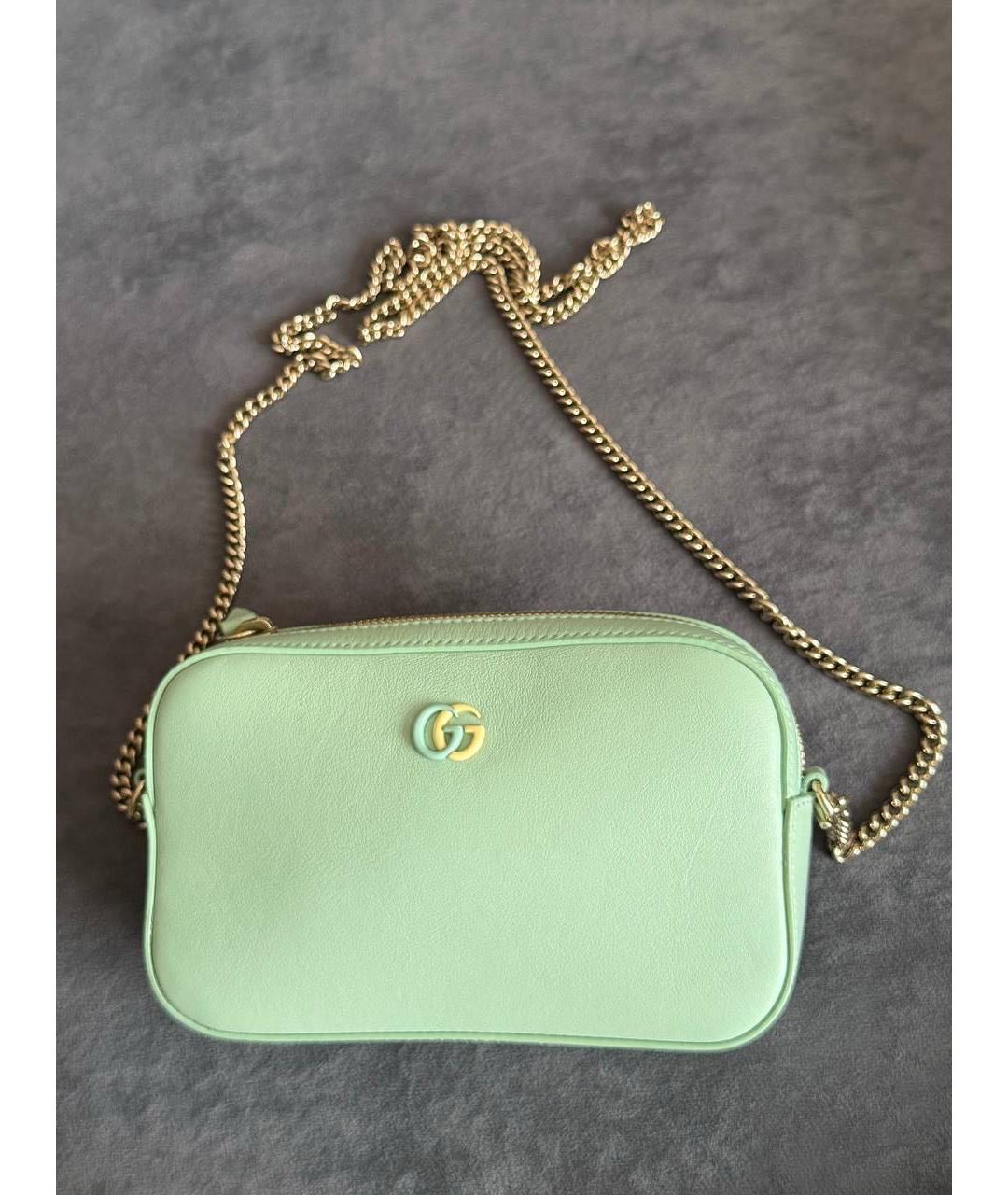 GUCCI Салатовая кожаная сумка через плечо, фото 9