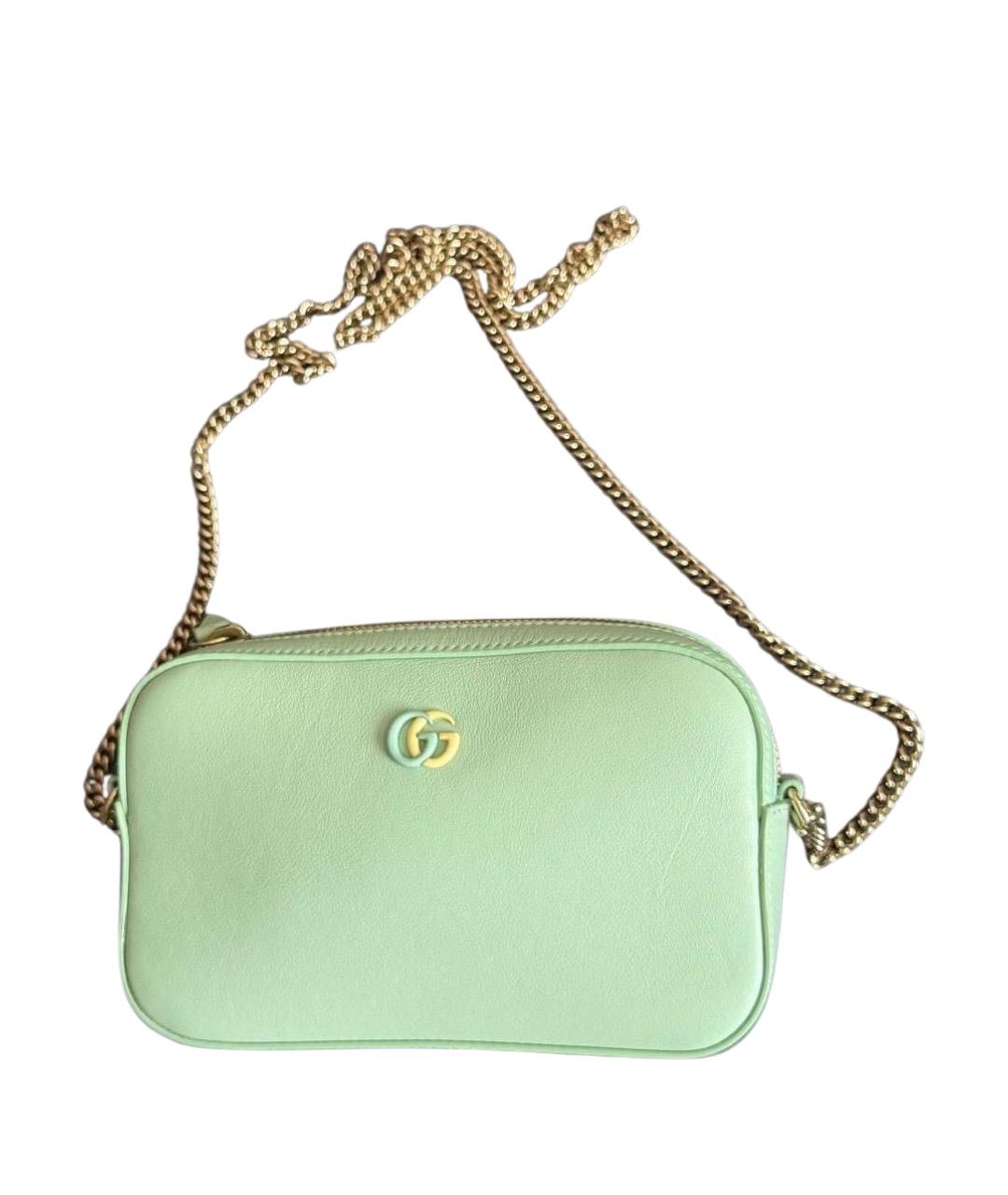 GUCCI Салатовая кожаная сумка через плечо, фото 1