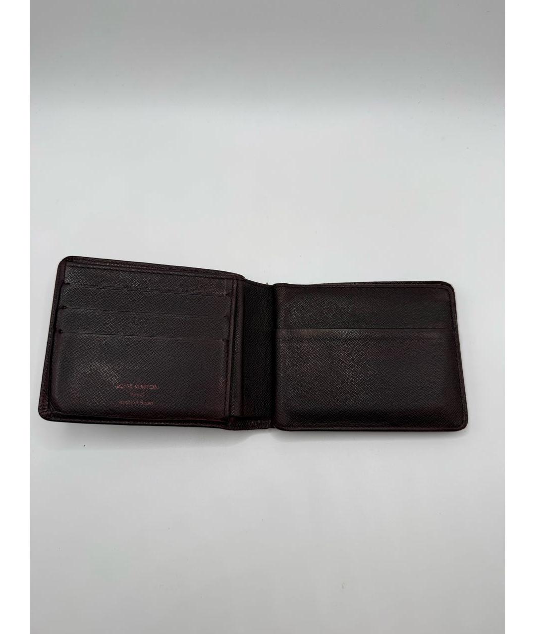 LOUIS VUITTON Бордовый кожаный кошелек, фото 5
