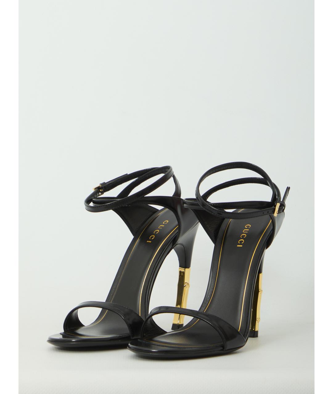 GUCCI Черные кожаные босоножки, фото 2