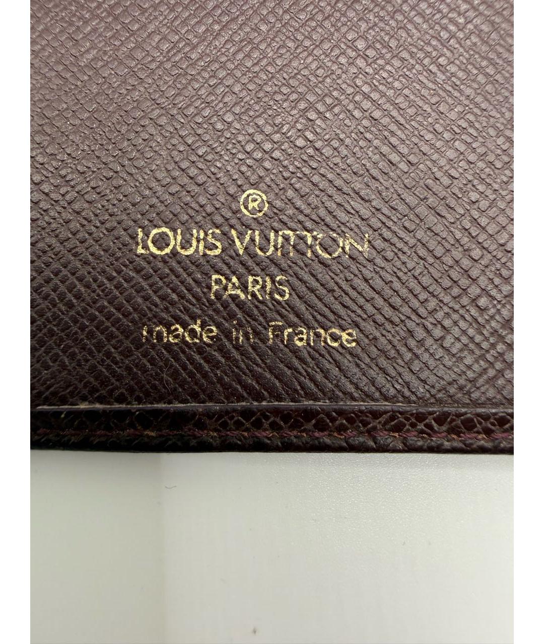 LOUIS VUITTON Бордовый кожаный кошелек, фото 6
