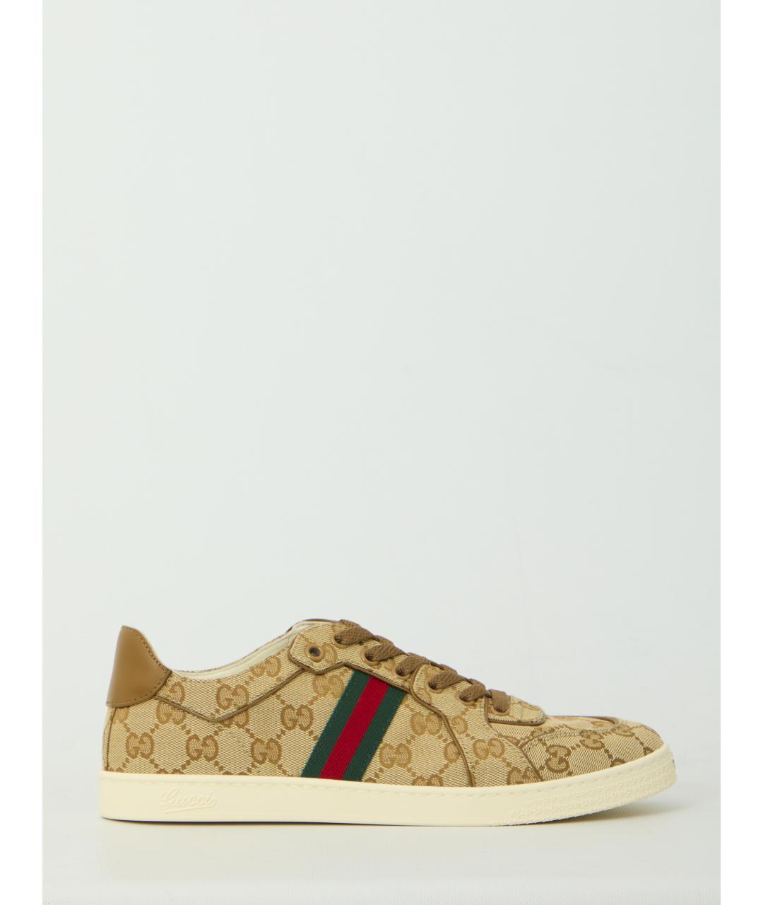 GUCCI Бежевые текстильные кроссовки, фото 6