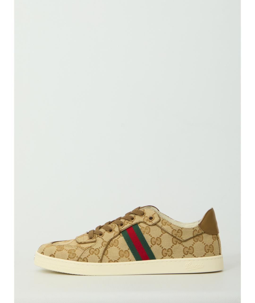 GUCCI Бежевые текстильные кроссовки, фото 4