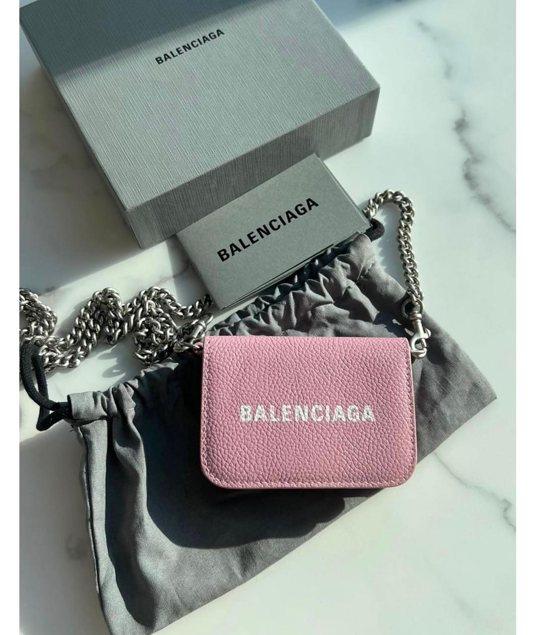 BALENCIAGA Розовый кожаный кошелек, фото 8
