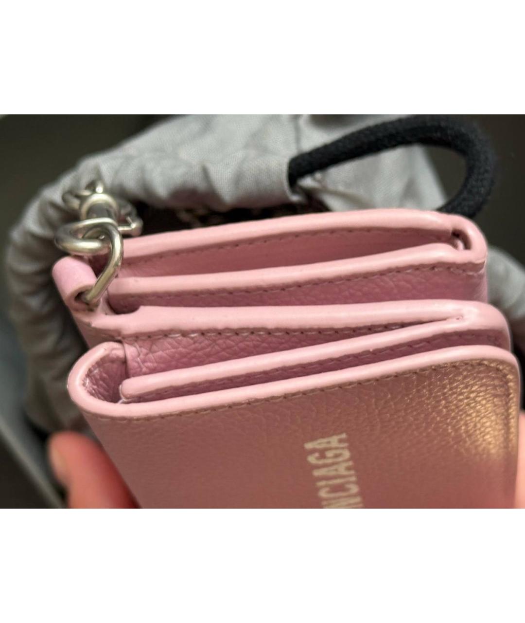 BALENCIAGA Розовый кожаный кошелек, фото 4