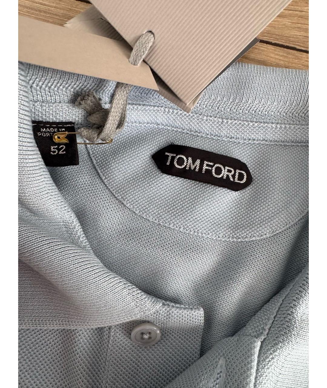 TOM FORD Голубое хлопковое поло с коротким рукавом, фото 5