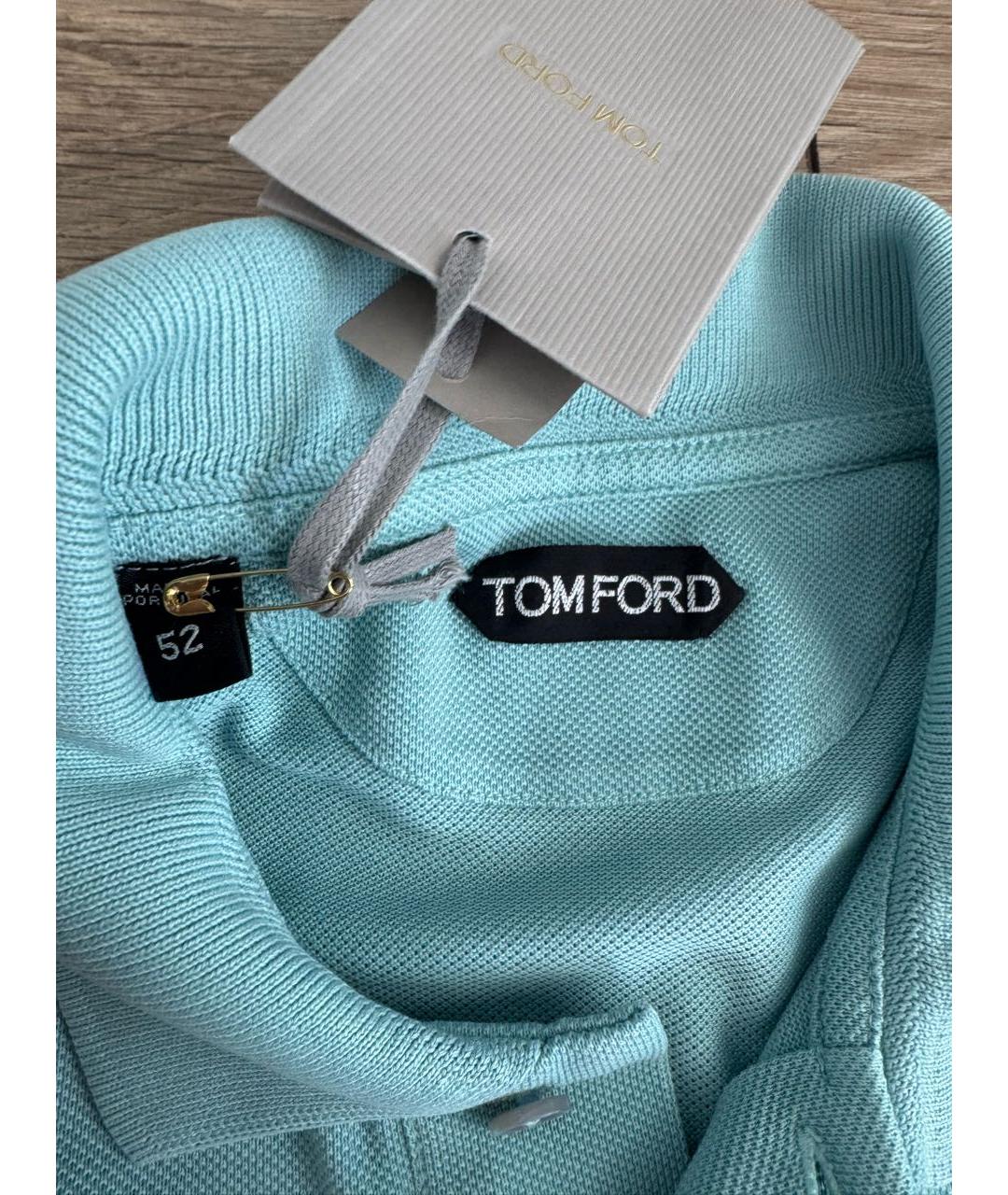 TOM FORD Голубое хлопковое поло с коротким рукавом, фото 4