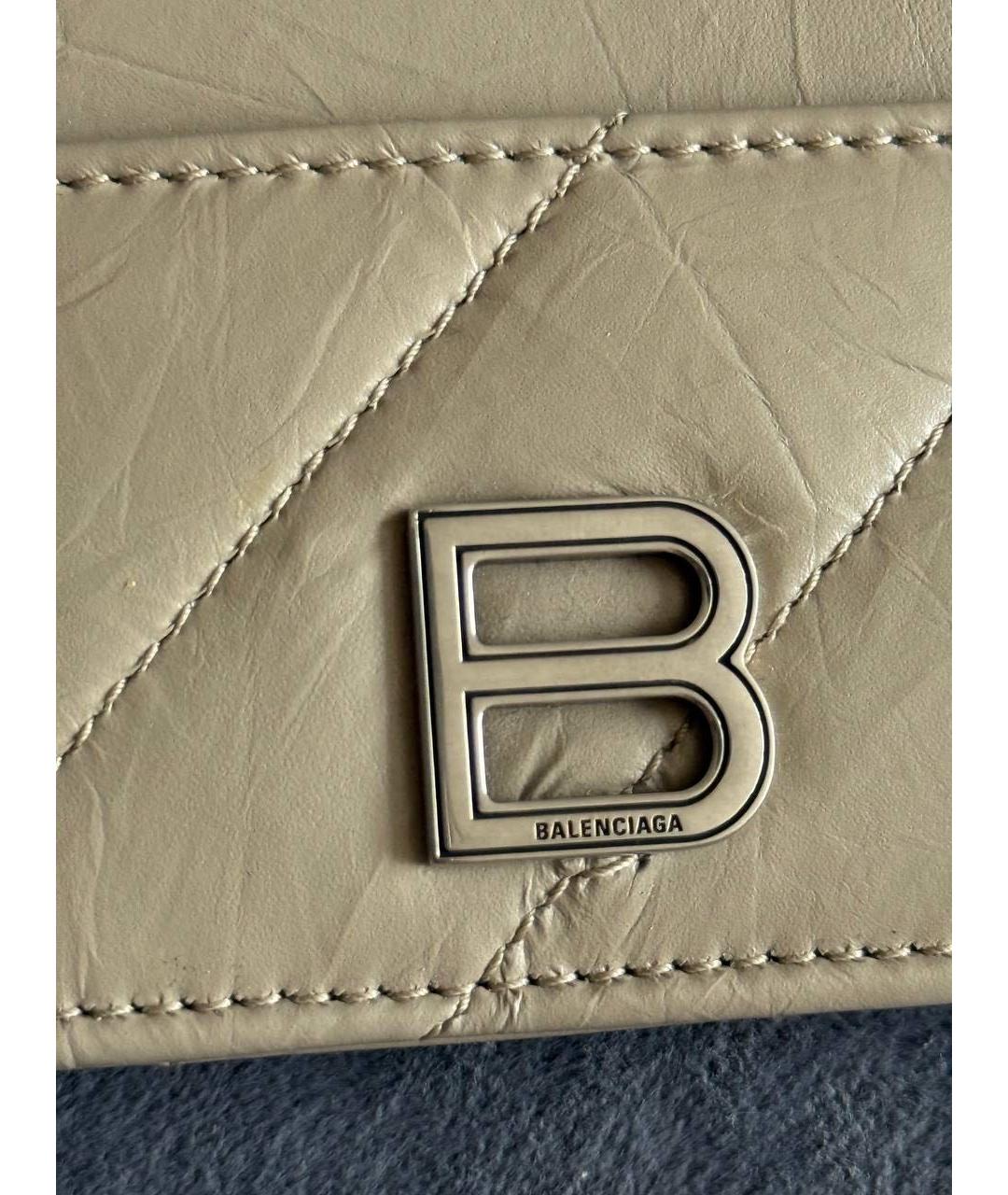 BALENCIAGA Бежевый кожаный кардхолдер, фото 5