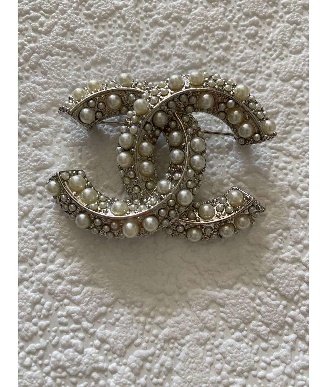CHANEL Серебряная металлическая булавка / брошь, фото 5