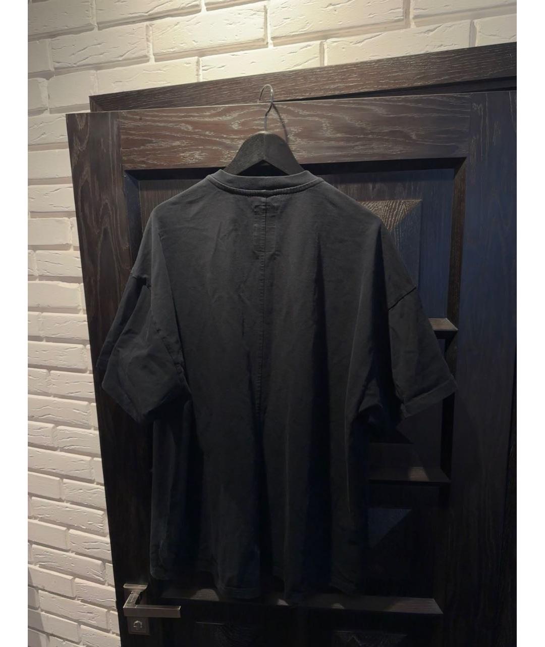 RICK OWENS Черная хлопковая футболка, фото 2